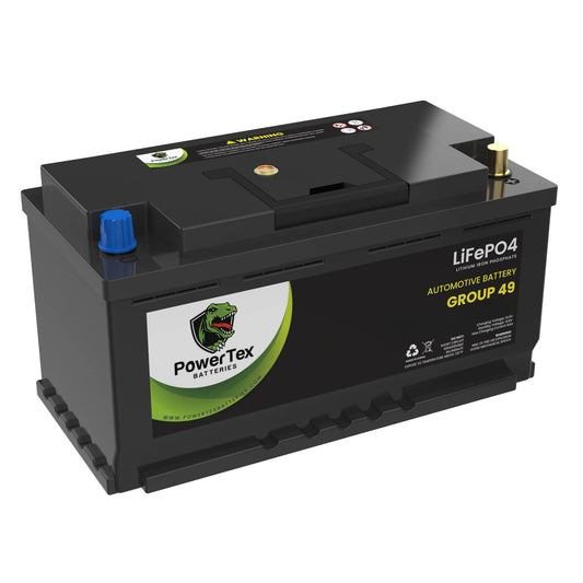 PowerTex 2022 Alfa Romeo Stelvio L4 2.0LReplacement Car Battery BCI Group 49 Lithium LiFePO4 Automotive Powertex Battery - PTLG49-0193