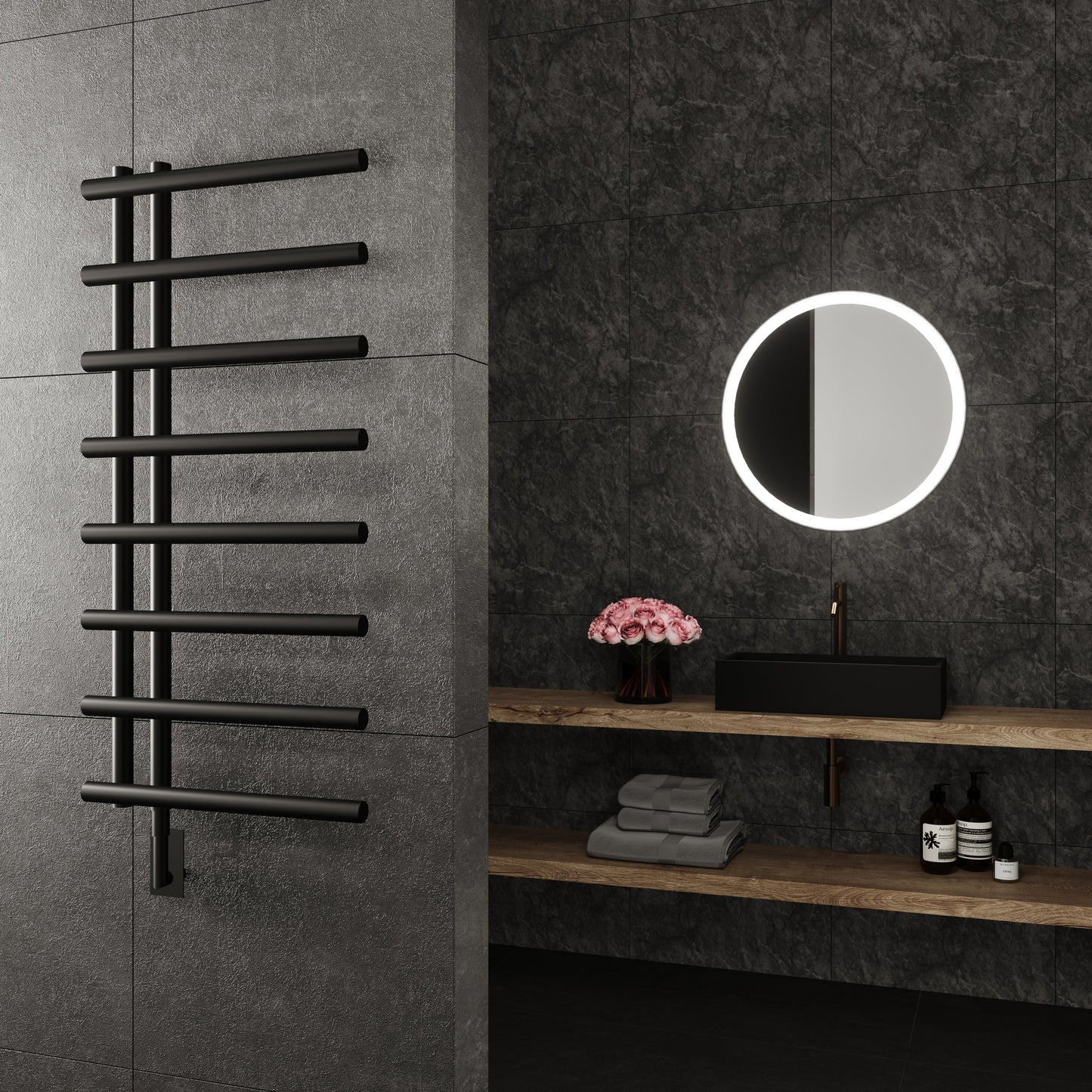 Paris Mirror Rhea Wall Mounted Electric Towel Warmer in Black - RHEABLK08