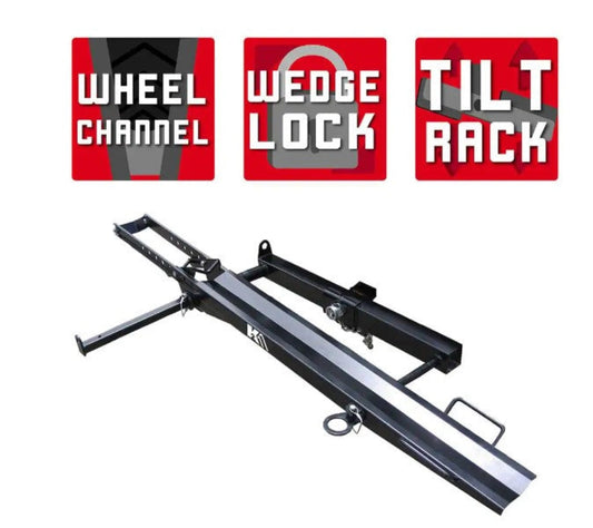 DK2 TMC201 400 lb. Capacity Hitch Mounted Motorcycle Carrier with Adjustable Front Wheel Channel New - TMC201