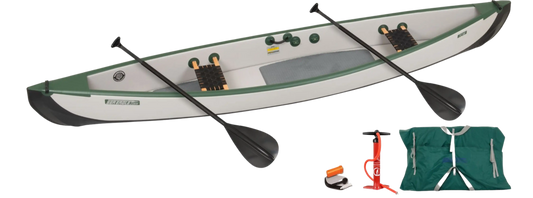 Sea Eagle TC16K_STW Inflatable Travel Canoe Wood/Web Seats 2 Person Start Up Package New - TC16K_STW