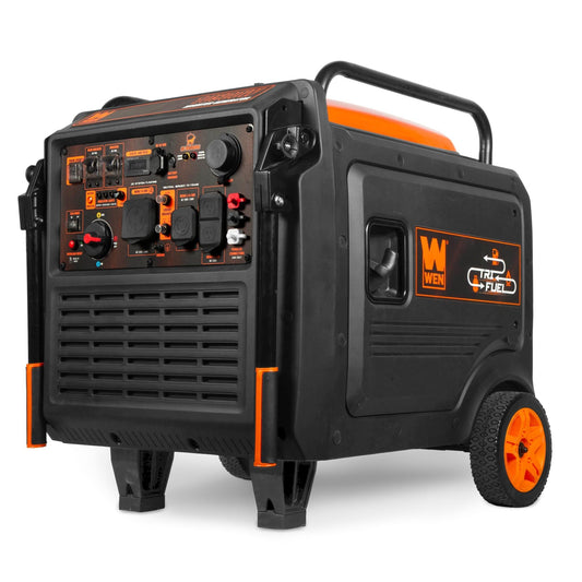 WEN TF1050iX 10,500-Watt 120V/240V Tri-Fuel Inverter Generator with Quiet 457cc Engine, Electric Start, Wheel Kit, and CO Watchdog, Gas, Propane, and Natural Gas Powered - TF1050iX