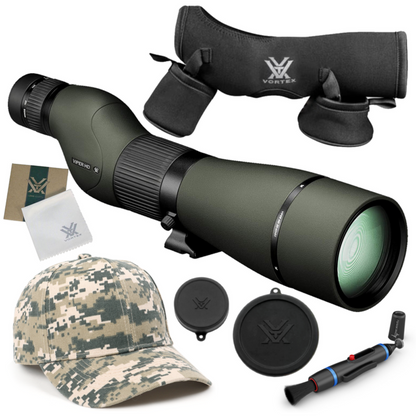 Vortex Optics Viper HD 20-60x85 Straight Spotting Scope with Free Hat and Wearable4U Bundle - V503