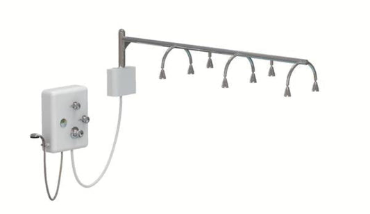 Touch America Stationary Neptune Wet Table and 8-Head Vichy Shower Deluxe Package(82030) - 82030+22003-0100