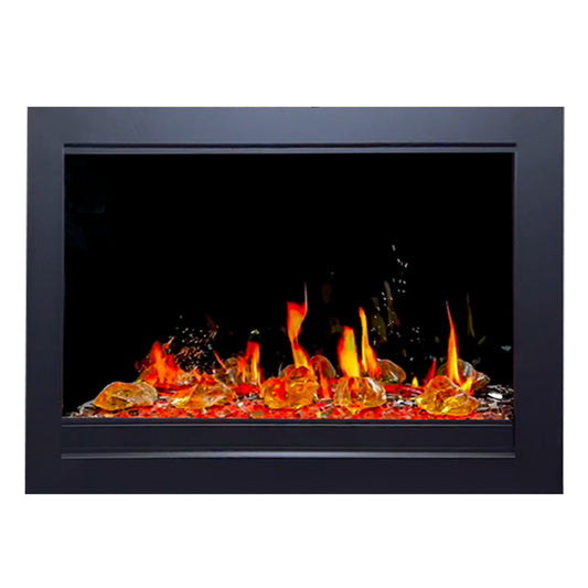 Litedeer Homes LiteStar 33" Smart Electric Fireplace Insert with App Reflective Amber Glass, Crackling Sounds (Model: ZEF38VC-33A), Black