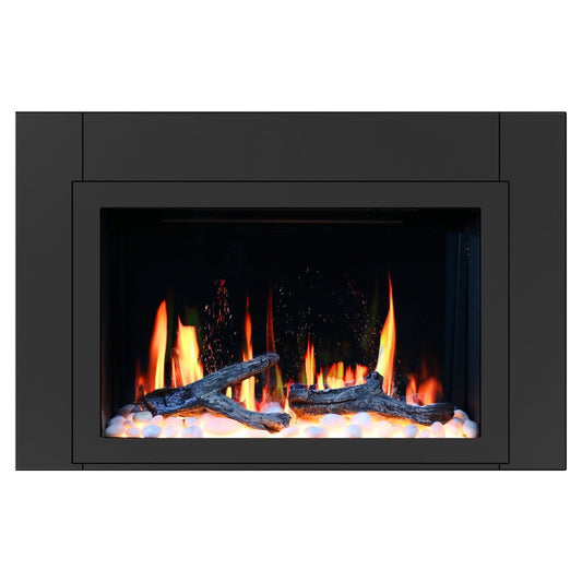 Litedeer Homes LiteStar Wall Mounted Electric Fireplace Insert with Smart App 5 Unique Flame Crackling Sounds - Black
