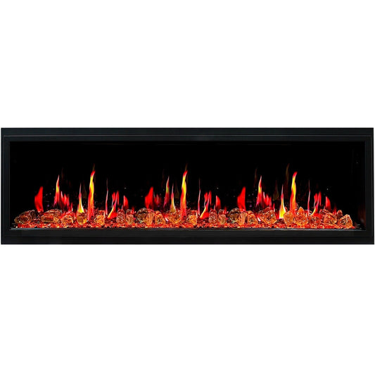 Litedeer Homes Latitude 65" Smart Electric Fireplace with Reflective Amber Glass - ZEF65XA
