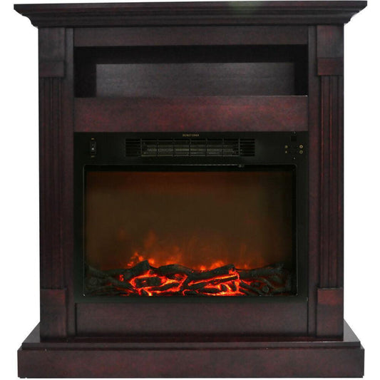 Cambridge 34-In. Sienna Electric Fireplace w/ 1500W Log Insert and Mahogany Mantel - CAMBR3437-1MAH