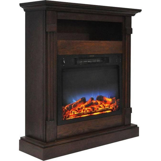 Cambridge Sienna 34 In. Electric Fireplace w/ 1500W Log Insert and Walnut Mantel - CAM3437-1WAL