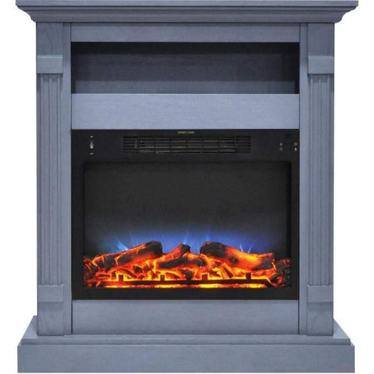 Cambridge Sienna 34 In. Electric Fireplace w/ Multi-Color LED Insert and Slate Blue Mantel - CAM3437-1SBLLED