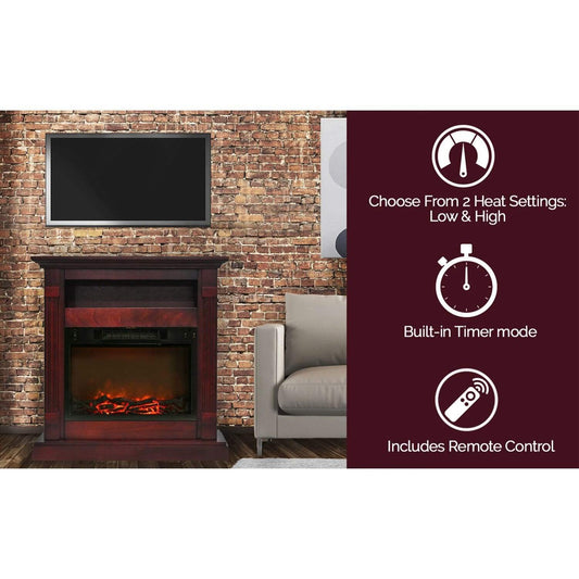 Cambridge 34-In. Sienna Electric Fireplace w/ 1500W Log Insert and Cherry Mantel - CAMBR3437-1CHR