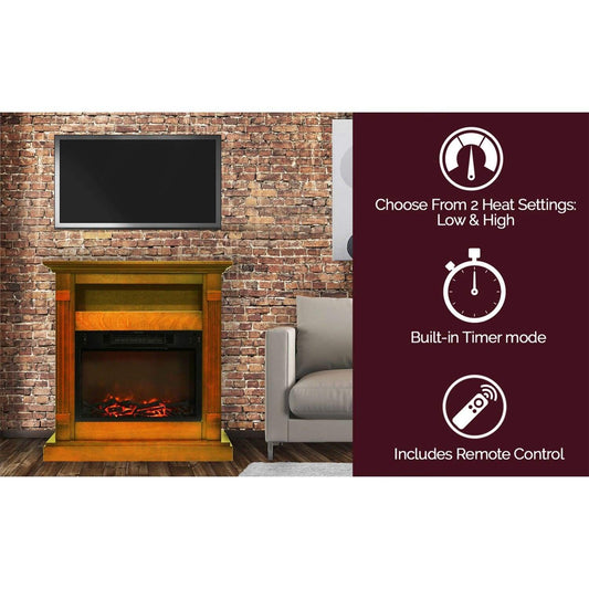 Cambridge 34-In. Sienna Electric Fireplace w/ 1500W Log Insert and Teak Mantel - CAMBR3437-1TEK