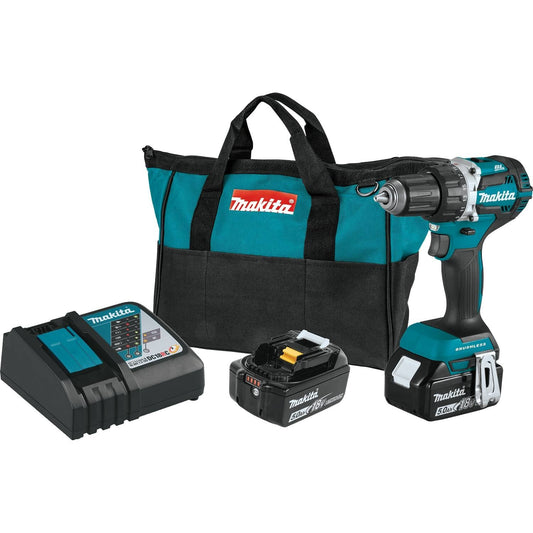 Makita 18V LXT Lithium-Ion Compact Brushless Cordless 1/2" Driver-Drill Kit, 2-speed, var. spd., L.E.D. Light, bag (5.0Ah) - XFD12T
