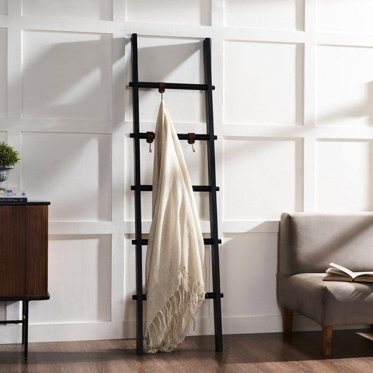 RenWil Mareva Decorative Ladder For Throws W/ PU Leather Accent Hooks SHE032 - SHE032