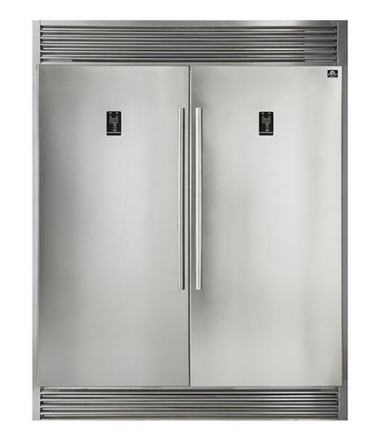 Forno 5-Piece Appliance Package - 36-Inch Gas Range, 60-Inch Pro-Style Refrigerator, Wall Mount Hood with Backsplash, 24-Inch Microwave Oven, & 3-Rack Dishwasher in Stainless Steel - AP5-60S-6244-36-MWO