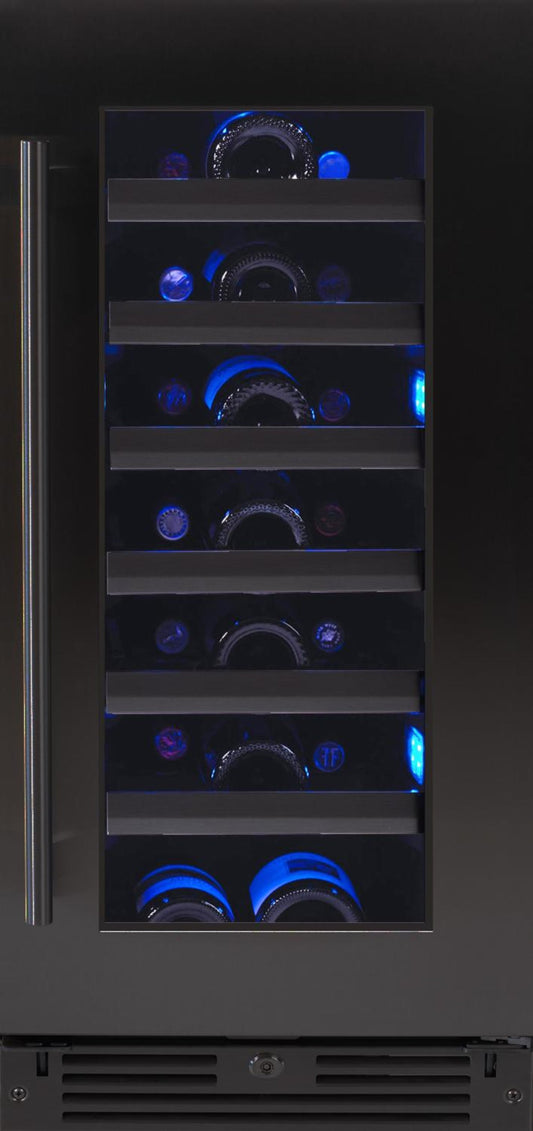 XO APPLIANCE XOU15WGBSR Wine Cooler, 15" Black Stainless, Right Hinge Black in Stainless Steel - XOU15WGBSR