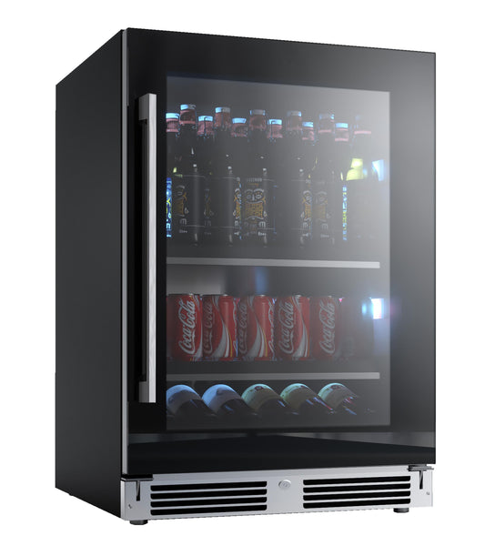 XO APPLIANCE XOU24BCGBR Beverage Center, 24" Black Glass, Right Hinge Black - XOU24BCGBR