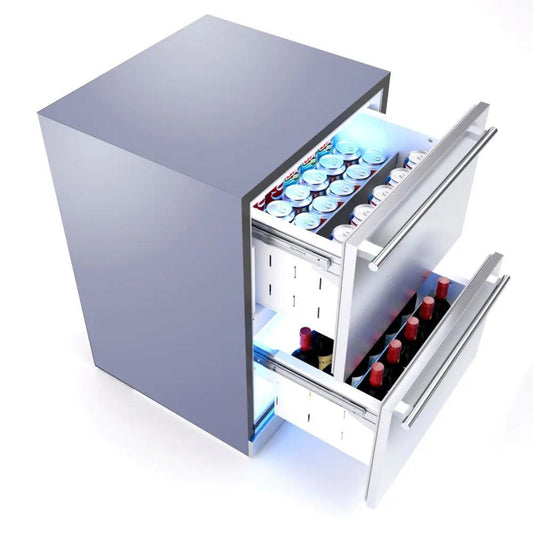 XO APPLIANCE XOU24ORDS 24" Outdoor Refrigerated Drawers Solid in Stainless Steel - XOU24ORDS
