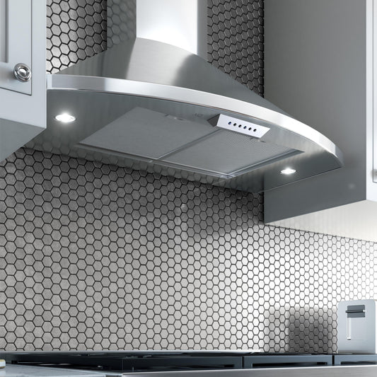 XO APPLIANCE XOS30SC 30" CCC 600/395 CFM Italian Made Wall Mount Chimney Range Hood in Stainless Steel - XOS30SC
