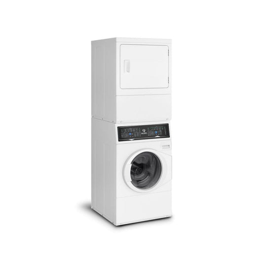 SPEED QUEEN SF7008WG SF7 Stacked White Washer - Gas Dryer with Pet Plus Sanitize Fast Cycle Times  - SF7008WG
