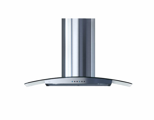 XO APPLIANCE XOM36GC 36" CCC 600/395 CFM Wall Chimney Hood Stainless/Glass in Stainless Steel - XOM36GC