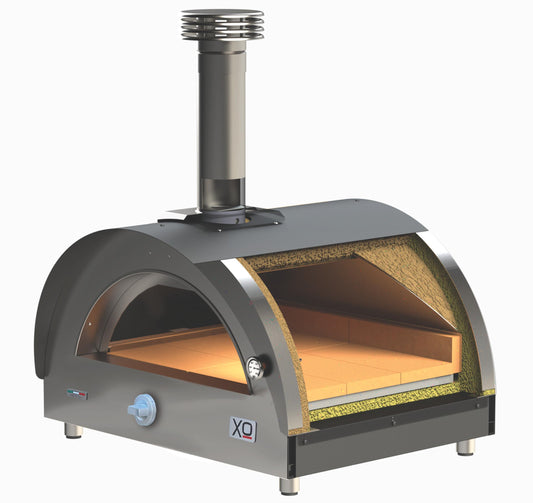 XO APPLIANCE XOPIZZA1GASCAL Tabletop Hybrid Gas & Wood Oven in Carbona (Black) Black - XOPIZZA1GASCAL