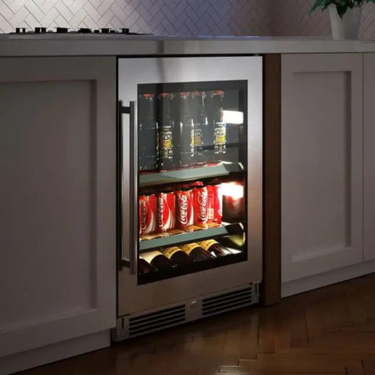 XO APPLIANCE XOU24BCGSL 24" Beverage Center, in Stainless Steel Glass, Left Hinge in Stainless Steel - XOU24BCGSL