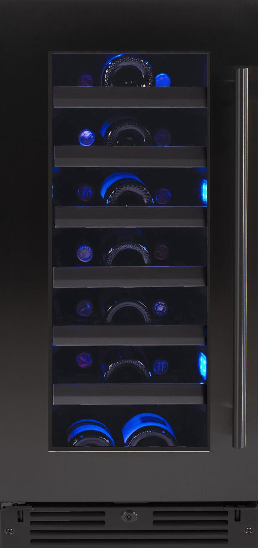 XO APPLIANCE XOU15WGBSL Wine Cooler, 15" Black Stainless, Left Hinge Black in Stainless Steel - XOU15WGBSL