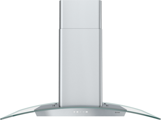 ZEPHYR Brisas Curved Glass Wall, 36" G, ACT, LED in Stainless Steel - BMIE36DG
