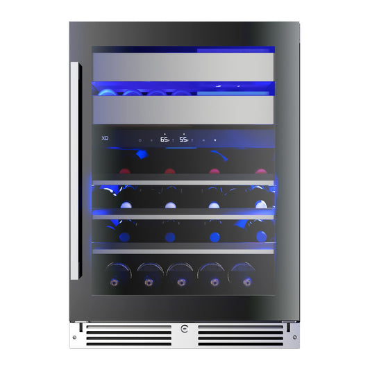 XO APPLIANCE XOU24WWGBR Wine and Weed 24" Black Glass, Right Hinge Black - XOU24WWGBR
