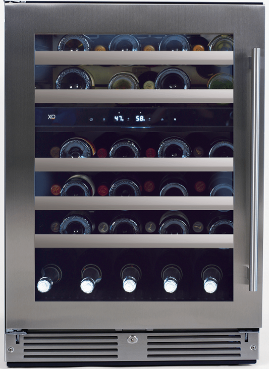 XO APPLIANCE XOU24WDZGSL 24" Wine Cooler, Dual Zone in Stainless Steel Glass, Left Hinge in Stainless Steel - XOU24WDZGSL