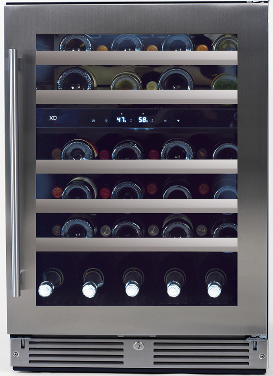 XO APPLIANCE XOU24WDZGSR 24" Wine Cooler, Dual Zone in Stainless Steel Glass, Right Hinge in Stainless Steel - XOU24WDZGSR