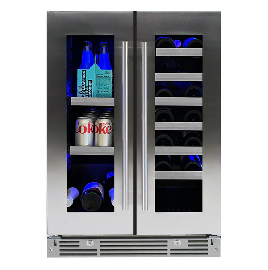 XO APPLIANCE XOU24BWDDGS 24" Beverage/Wine Double Door in Stainless Steel Glass in Stainless Steel - XOU24BWDDGS