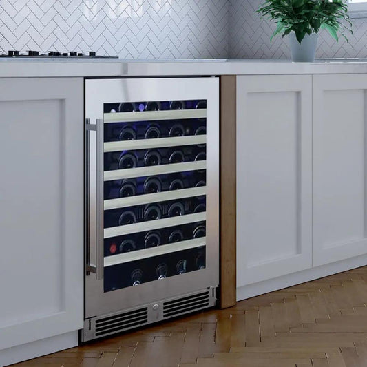 XO APPLIANCE XOU24WGSR 24" Wine Cooler, Single Zone in Stainless Steel Glass, Right Hinge in Stainless Steel - XOU24WGSR