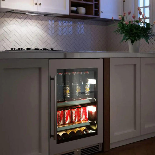 XO APPLIANCE XOU24BCGOL 24" Beverage Center, Panel Ready Glass, Left Hinge Custom Panel Ready - XOU24BCGOL