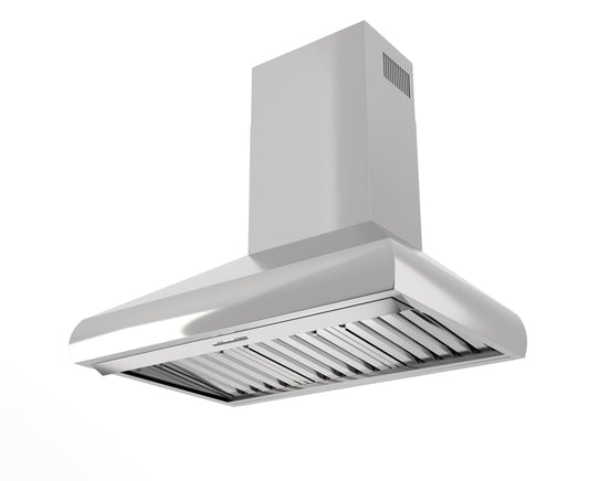 XO APPLIANCE XOVW48SC 48in Pro Wall Chimney Hood in Stainless Steel Rounded Lip 600/395 CFM in Stainless Steel - XOVW48SC