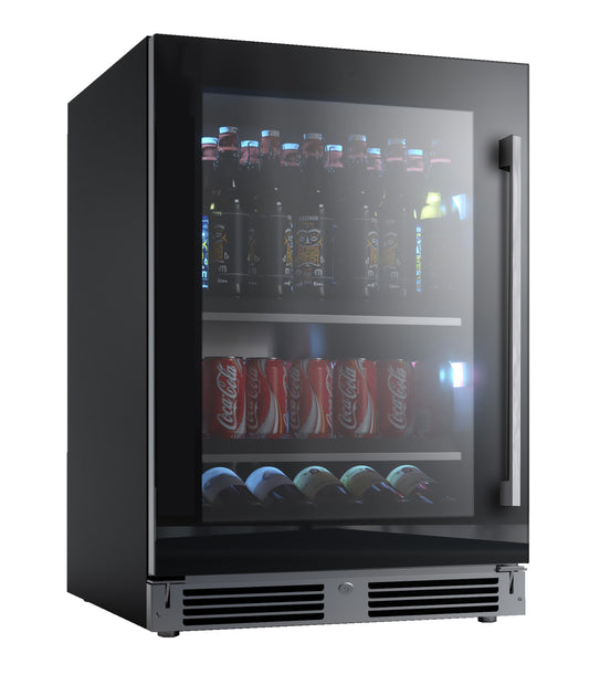 XO APPLIANCE XOU24BCGBL Beverage Center, 24" Black Glass, Left Hinge Black - XOU24BCGBL