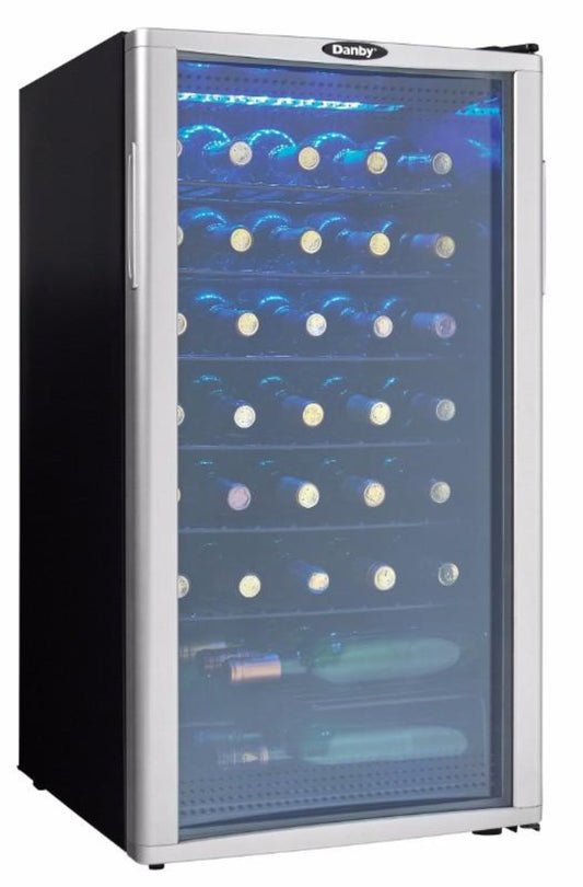 DANBY Danby 36 Bottle Free-Standing Wine Cooler in Platinum in Stainless Steel Look - DWC350BLP