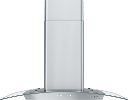 ZEPHYR Brisas Curved Glass Island, 30" G, ACT, LED in Stainless Steel - BMLE30CG