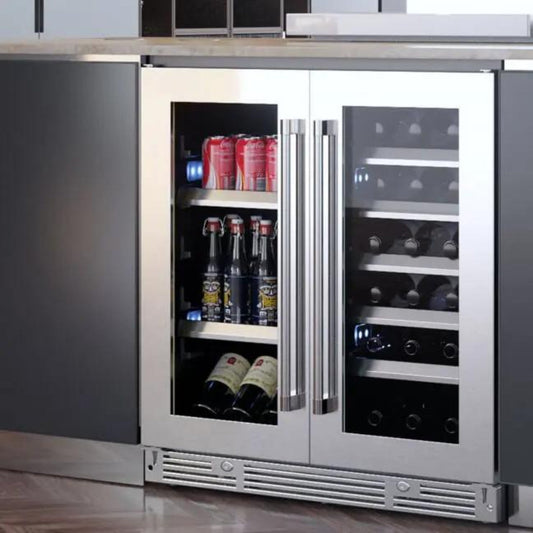 XO APPLIANCE XOU24BWDDGS 24" Beverage/Wine Double Door in Stainless Steel Glass in Stainless Steel - XOU24BWDDGS