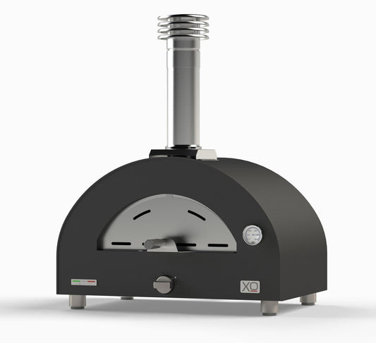 XO APPLIANCE XOPIZZA1GASCAN Tabletop Hybrid Gas & Wood Oven in Carbona (Black) Black - XOPIZZA1GASCAN