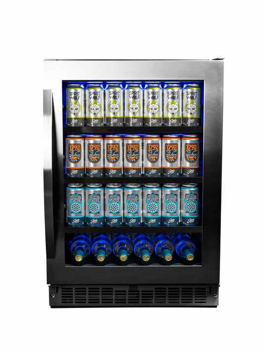 SILHOUETTE Silhouette - 24" Built-in Beverage Center In Black in Stainless Steel - SSBC056D3BS