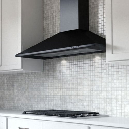 XO APPLIANCE XOB36BC 36" CCC 600/395 CFM Italian Made Wall Mount Chimney Range Hood Black - XOB36BC