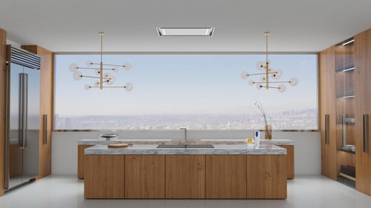 XO APPLIANCE XOCEILING42S 42 in. Ceiling Mount Island Range Hood with Peripheral Aspiration and LED Lights in Stainless Steel - XOCEILING42S