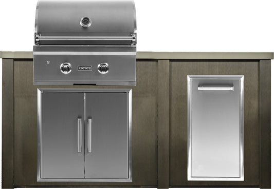 Haven 5 1/2 Ft Coyote Outdoor Kitchen Island w/ Trash Center  - MHCOY66TRASH