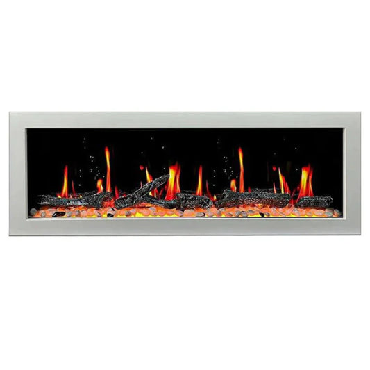 Litedeer Homes Gloria II 58" Smart Electric Fireplace with App Driftwood Log & River Rock White ZEF58VW