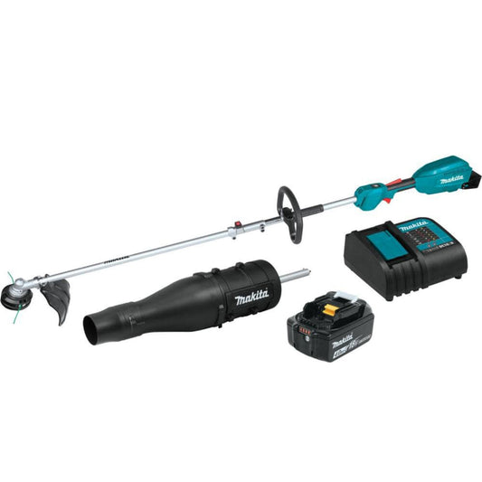 Makita 18V LXT Lithium-Ion Brushless Cordless Couple Shaft Power Head Kit w/ 13" String Trimmer & Blower Attachments (4.0Ah) - XUX02SM1X3