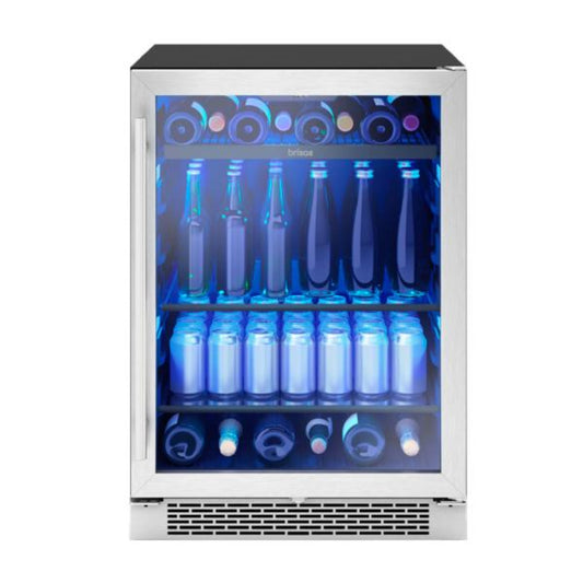 ZEPHYR Brisas 24 in. 8-Bottle and 112-Can Single Zone Beverage Cooler in Stainless Steel - BBV24C01AG