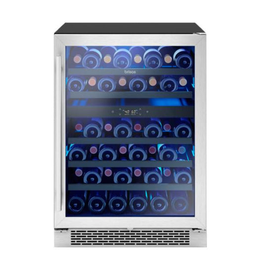 ZEPHYR Brisas Wine Cooler, 24in UC, SS+Gls, Rvs Dr, 2Z in Stainless Steel - BWN24C02AG