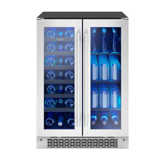 ZEPHYR Brisas Wine Bev Cooler, 24in UC, SS+Gls, Fr Dr, 2Z in Stainless Steel - BWB24C32AG
