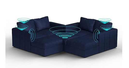 Lovesac – 7 Seats + 8 Sides Corded Velvet &amp; Standard Foam with 8 Speaker Immersive Sound + Charge System – Sapphire Navy - 1772606872115_724